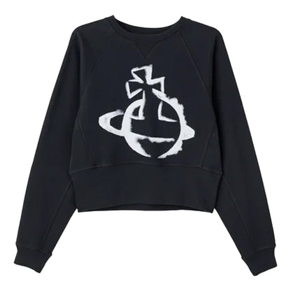 Vivienne Westwood Stencil Orb Raglan Cropped SweatshirtVivienne WestwoodDPUS Designer Outlet8053195095926Black2XSVivienne Westwood Stencil Orb Raglan Cropped Sweatshirt