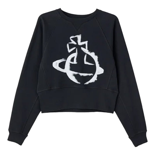 Vivienne Westwood Stencil Orb Raglan Cropped SweatshirtVivienne WestwoodDPUS Designer Outlet8053195095926Black2XSVivienne Westwood Stencil Orb Raglan Cropped Sweatshirt