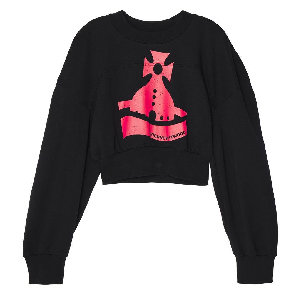 Vivienne Westwood Sunken Orb Cropped Sweatshirt in Black