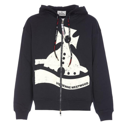 Vivienne Westwood Sunken Orb Zipped Hoodie in Navy