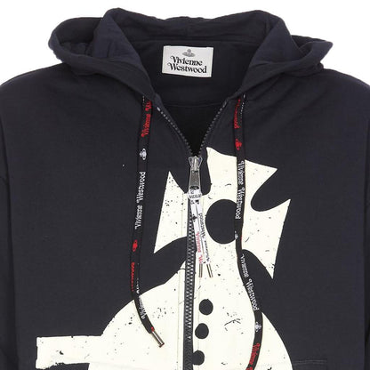 Vivienne Westwood Sunken Orb Zipped Hoodie in Navy