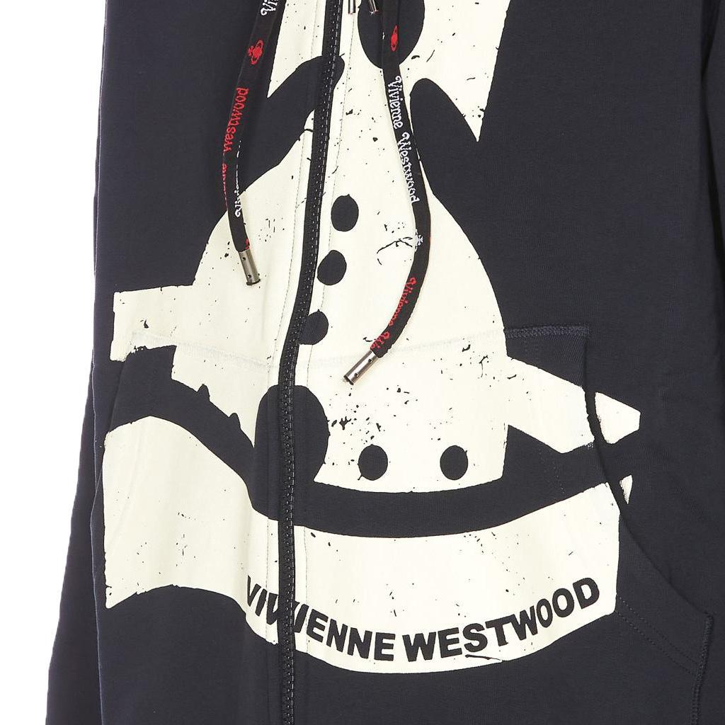 Vivienne Westwood Sunken Orb Zipped Hoodie in Navy