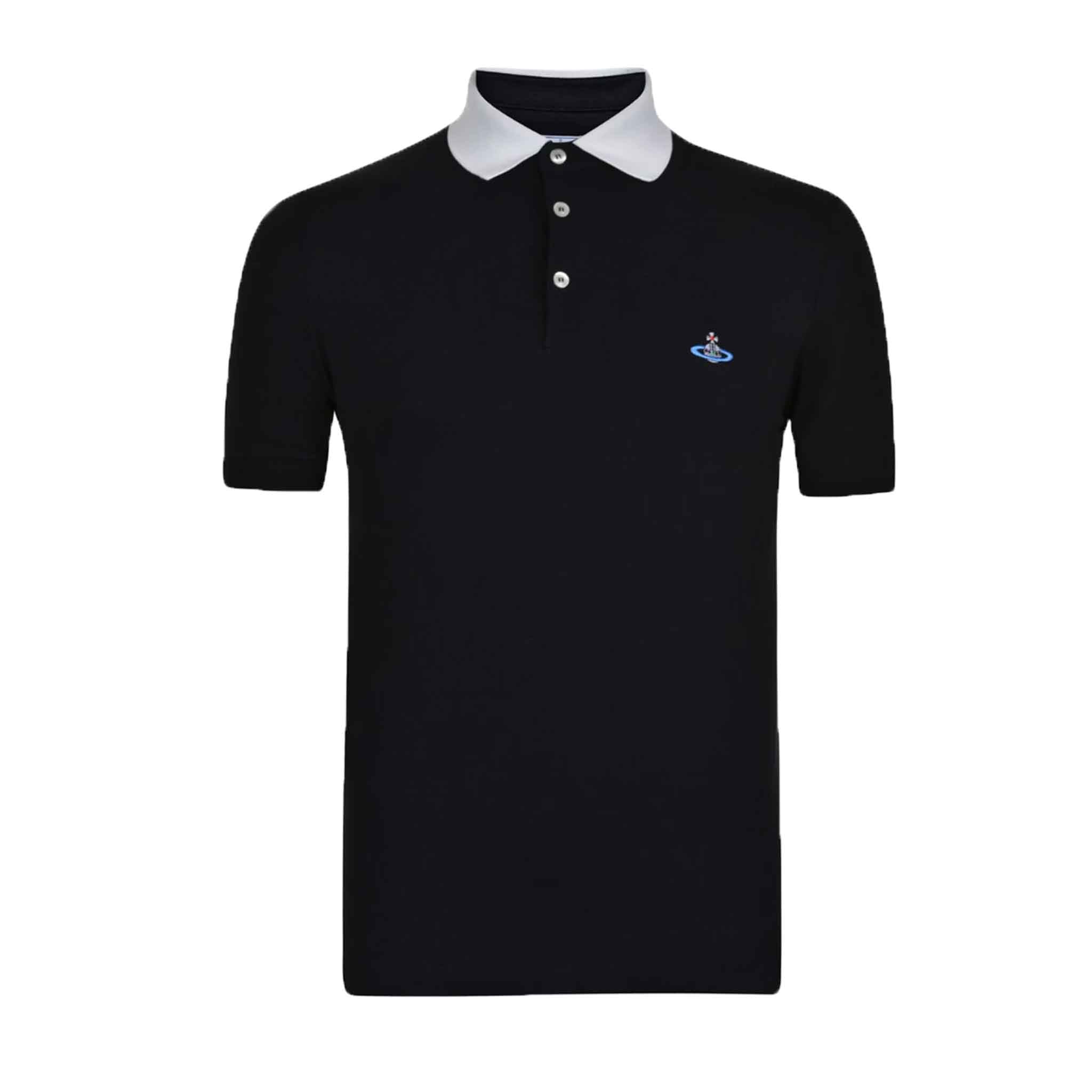 Vivienne Westwood White Collar Short Sleeve Polo in BlackPolosVivienne WestwoodDPUSXSVivienne Westwood White Collar Short Sleeve Polo in Black