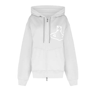 Vivienne Westwood White Orb Logo Rugged Zip Oversize Hoodie in GreyHoodiesVivienne WestwoodDPUSXXSVivienne Westwood White Orb Logo Rugged Zip Oversize Hoodie in Grey