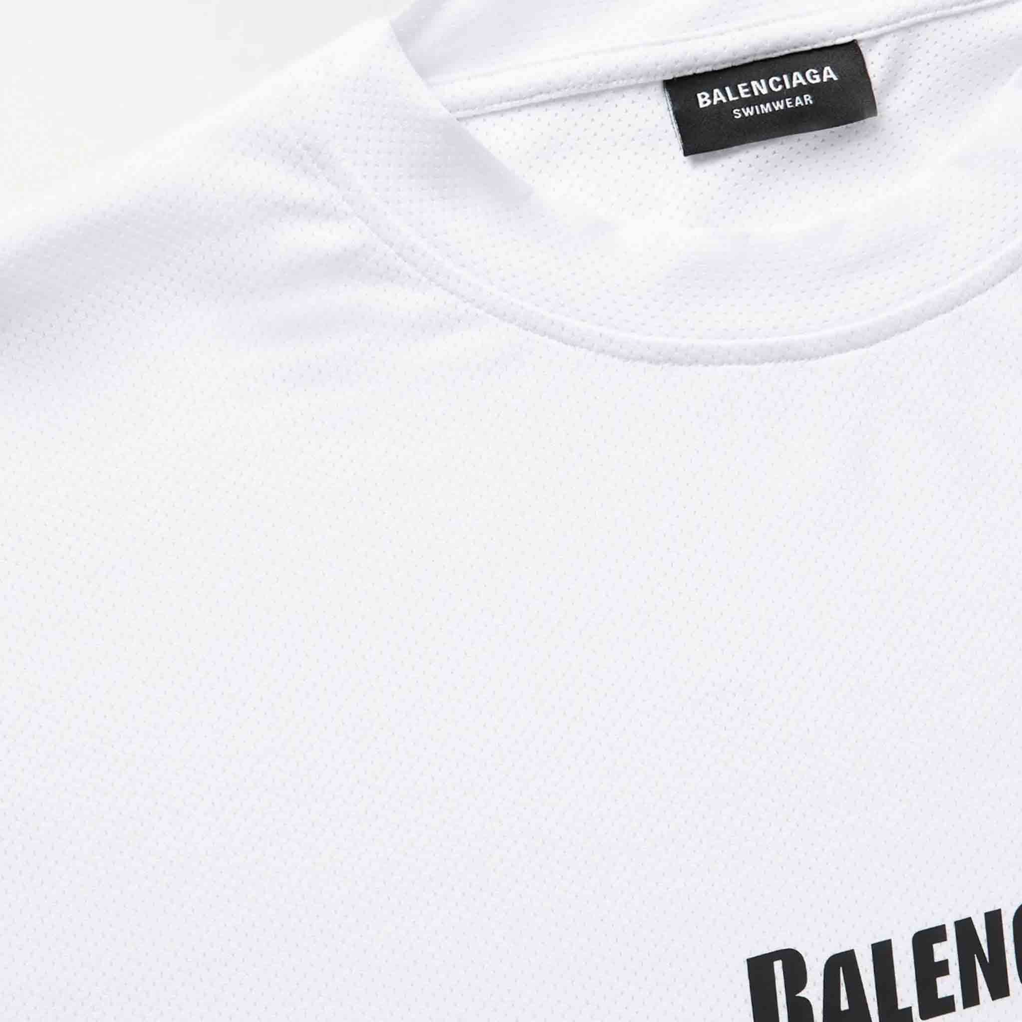 Balenciaga Logo Print Mesh T-Shirt in White
