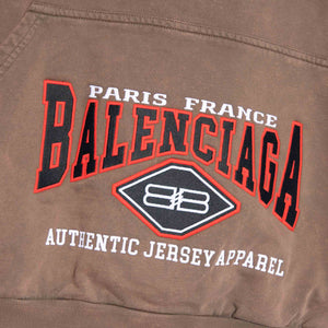 Balenciaga Pocket Logo Hooded Sweatshirt In Brown