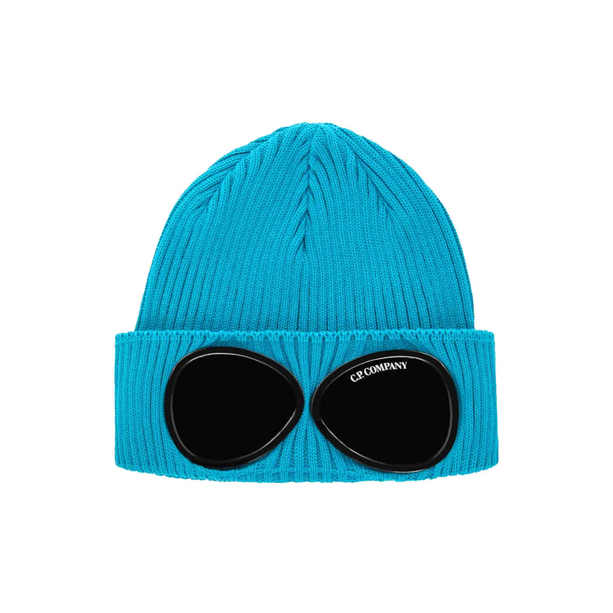 C.P. Company Cotton Goggle Beanie in Tile Blue