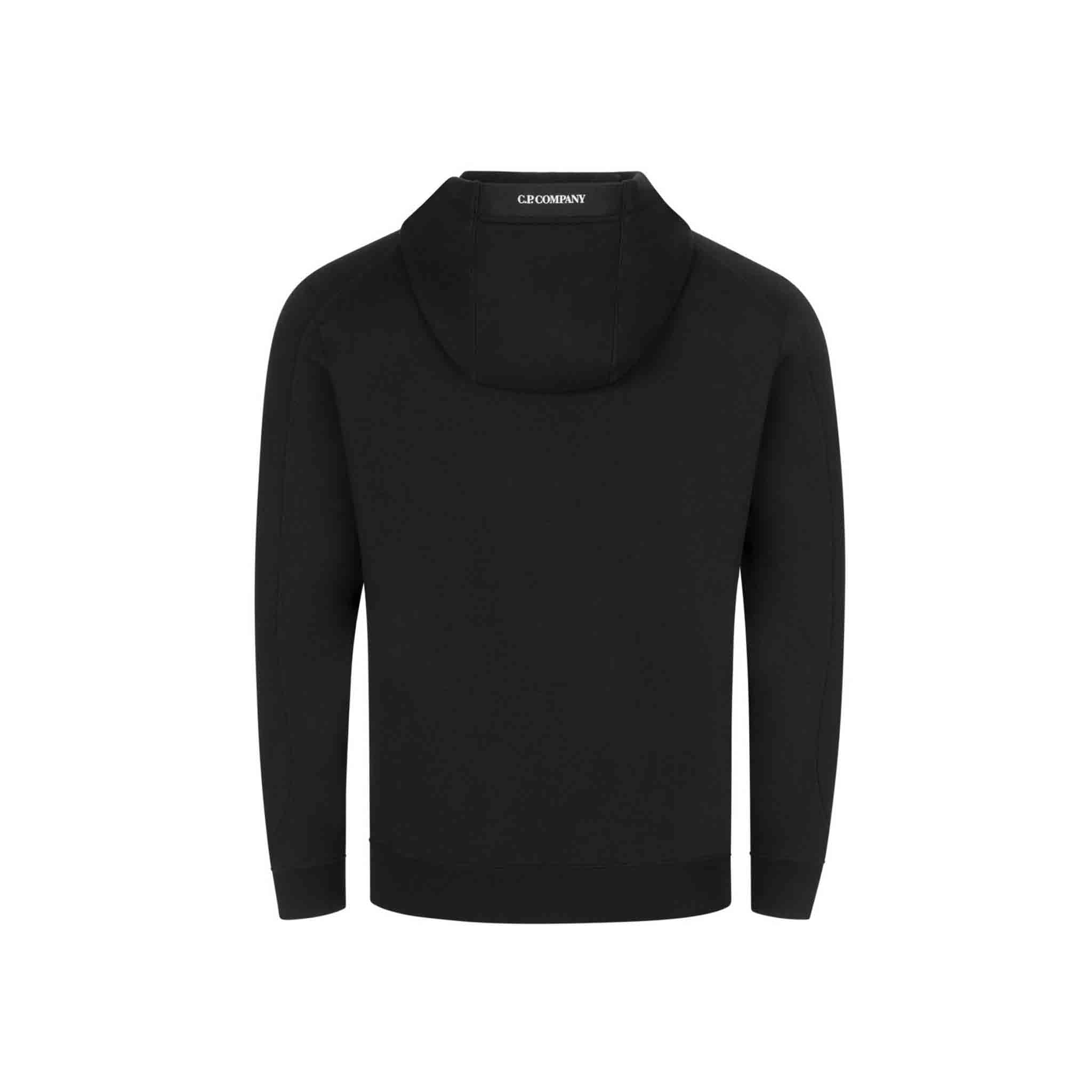 C.P. Company Diagonal Raised Fleece Hoodie in Black