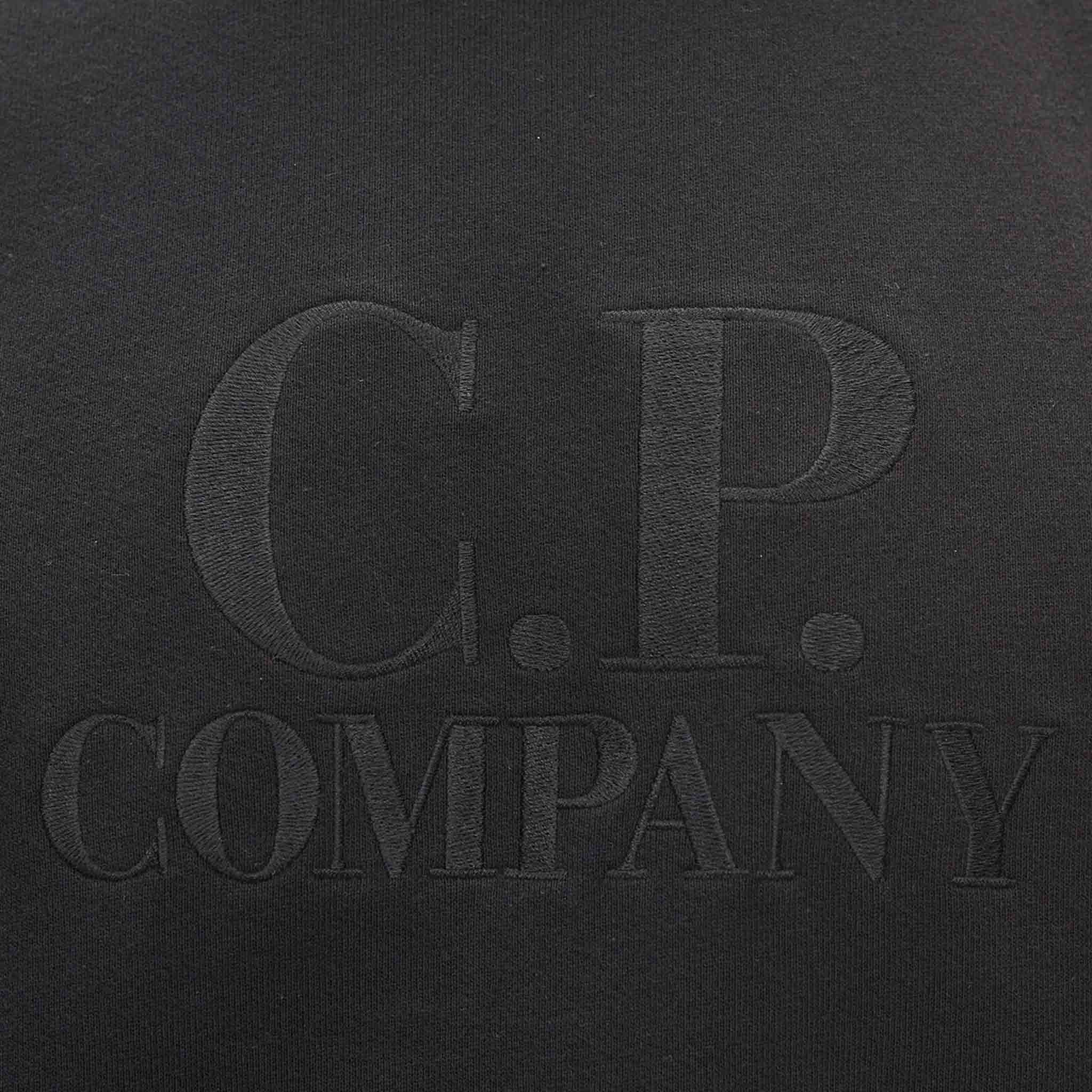 C.P Company Diagonal Raised Fleece Crewneck Sweat in Black
