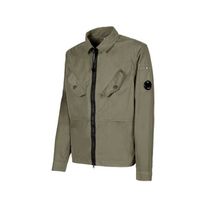 C.P. Company Gabardine Zipped Shirt in Thyme Green