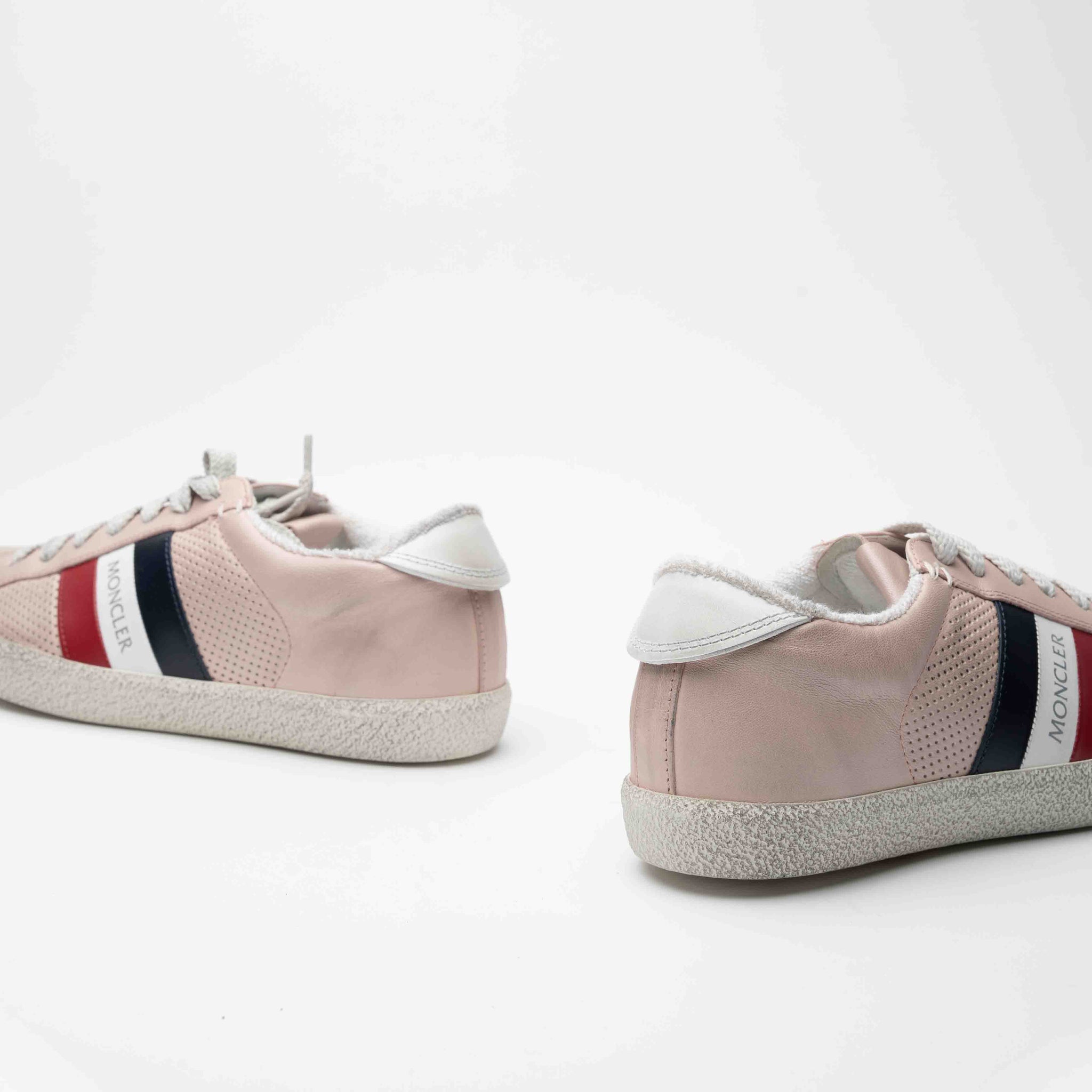 Moncler Ladies Ryegrass Worn Look Sneaker in Pink Size 37