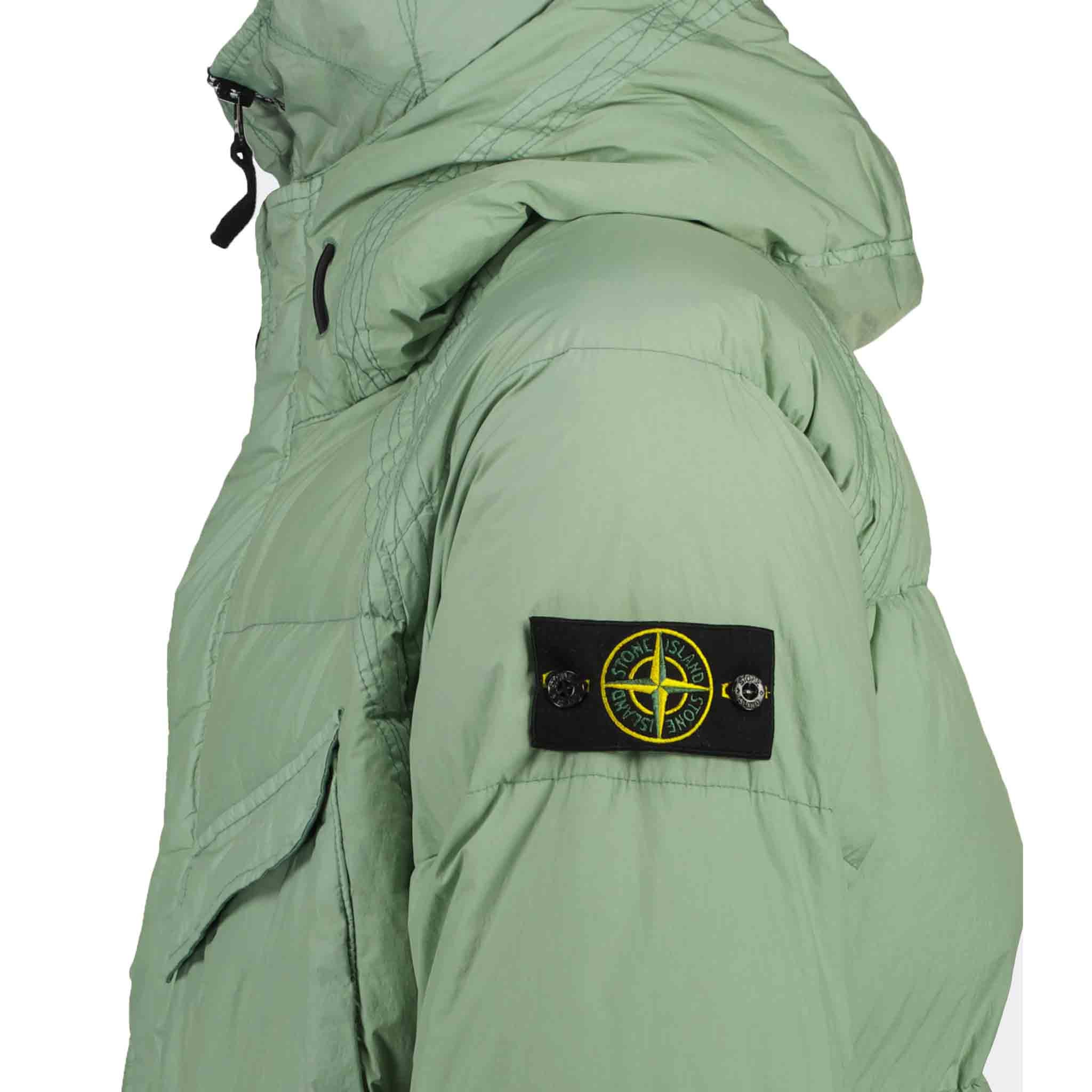 Stone Island Garment Dyed Crinkle Reps NY Down-TC Puffer Shell Jacket in Sage Green