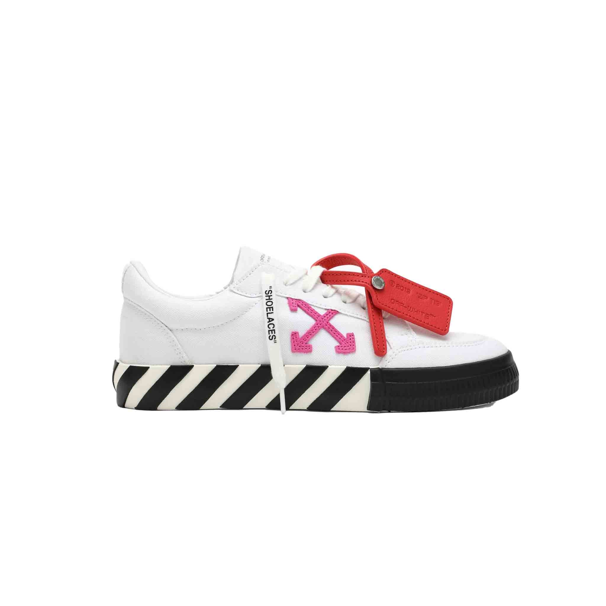 OFF-WHITE Womens Low Vulcanized Canvas in White/Fuchsia